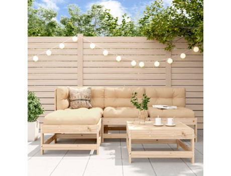 Conjunto 5 de muebles de jardín VIDAXL y cojines madera maciza