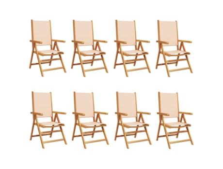 Conjunto 8 Silla De Jardín VIDAXL Beige Madera