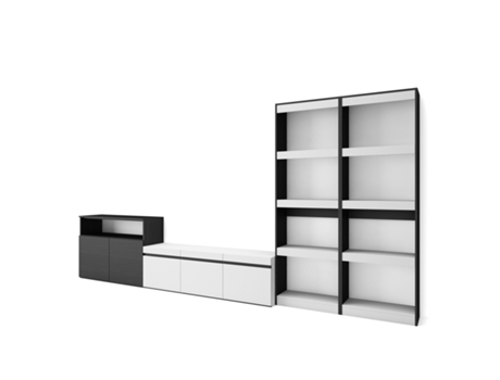 Muebles de Salón para TV 370x186x35cm Para TV hasta 65 Mueble Televisión Blanco y negro