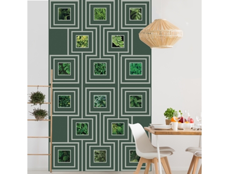 Mural de Pared PLAGE Murales Conjunto de Fotos Naturales Representando Follaje en un Diseño Gráfico sobre Fondo Verde 250 Cm X 150 Cm