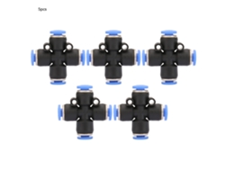 5 Conectores Rápidos Neumáticos De Plástico De 4 Vías Para Tubo De Aire Comprimido (pza-10mm)