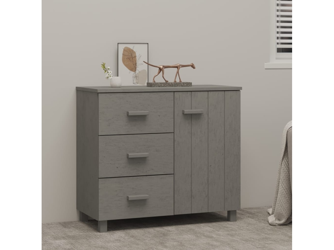 Lovely Home Aparador Hamar 90X40X80 Cm Pino Macizo Gris-Claro