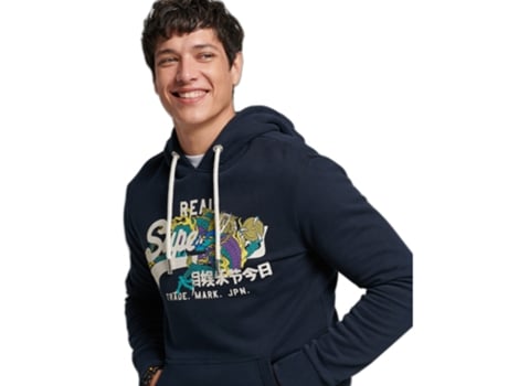 Sudadera Vintage de Hombre SUPERDRY Logo Narrative Azul (M)