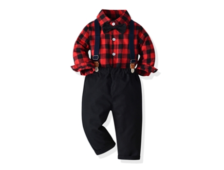 Ropa navideña cárdigan de algodón a cuadros rojo y negro traje de mono de caballero 100