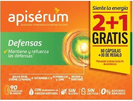 Complemento Alimentar APISERUM Pacote Defensas (60 cápsulas + 30 grátis)