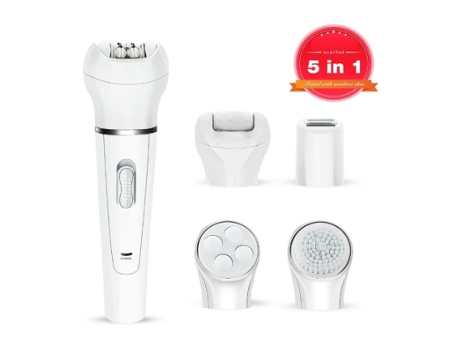 Depiladora eléctrica 5 en 1, recortadora de Bikini en seco y húmedo, afeitadora recargable para mujer, depiladora, Kit de herramientas de masaje Fa...