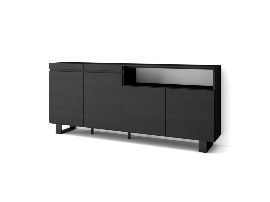 Aparadores para salón 200x87x35cm 4 Puertas Diseño industrial Negro