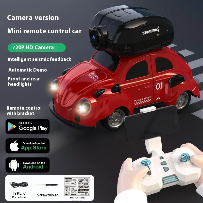 (rojo) Mini Coche De Control Remoto Con Transmisión De Cámara En Tiempo Real 2.4g Control Remoto Inalámbrico Fpv Coche