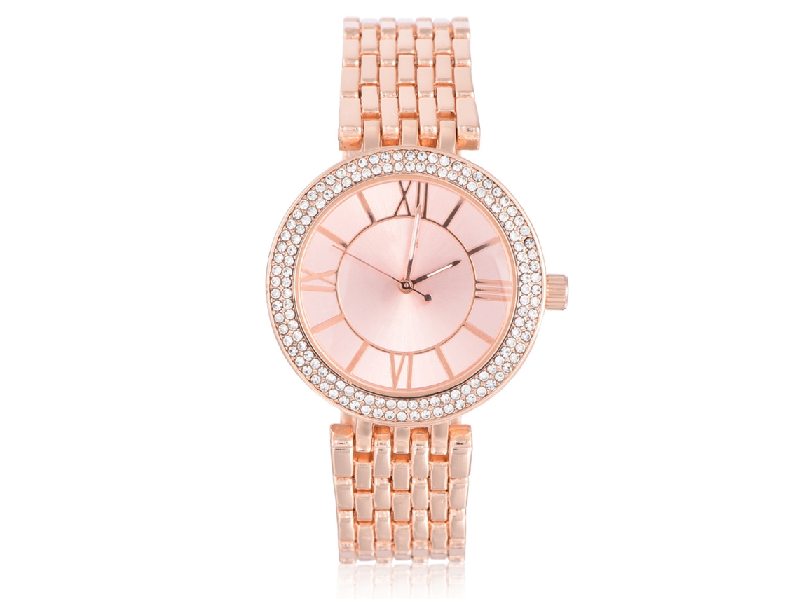 Relógio Feminino De Quartzo Simples Fashion Lvpai Com Pulseira De Metal Dourado Rosa Branco