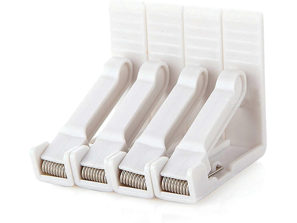 4 Pinzas Para Manteles De Plástico Blanco Con Tensión Ajustable, Para Mesas Hasta 4.5cm, Ideal Para Jardín, Picnic Y Fiestas