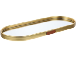 Elegante Bandeja Con Espejo Para Tocador, De Aleación De Aluminio Y Cristal Dorado.