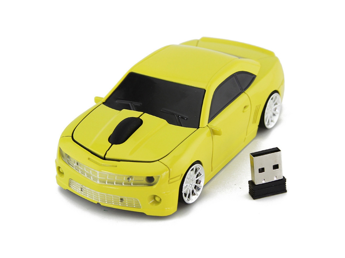 Baoj-2026rato Sem Fio 2.4g Forma De Carro Esportivo Com Sensor De Alta Precisão Para Laptop Amarelo