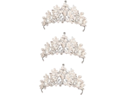 Elegante Tiara De Hada De Cristal Y Perlas De 3 Piezas Para Novia