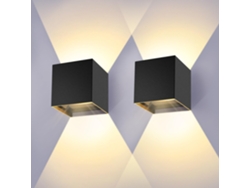 Kit Com 2 Arandelas De Parede (internas/externas), 12w, 3000k, Acabamento Preto, Iluminação Externa À Prova D'água Ip65 classe De Eficiência Energética F