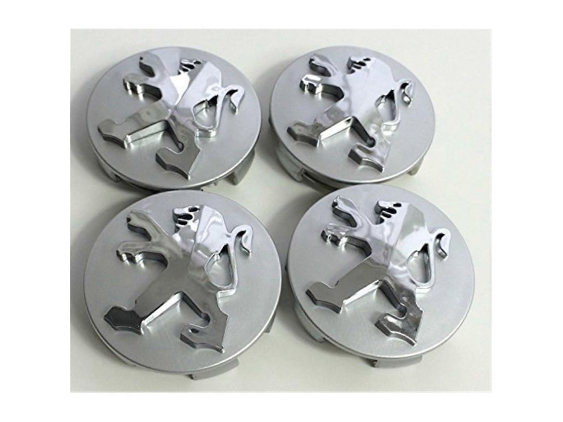 4 Taponeras Centro Aleación 60mm Plata Para Peugeot 106 107 206 207 306 307 506 507 108 208 308