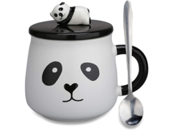 2026da-taza Cerámica De Panda Pintada A Mano Con Tapa 3d Y Cuchara Regalo Cumpleaños 400ml