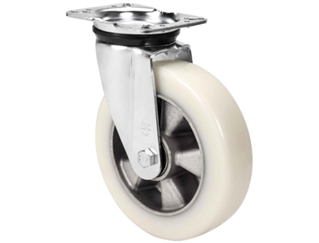 Rueda giratora placa 4mm 10zvr200-ausb alum.-poliur.blancoveloceje bolas ALEX