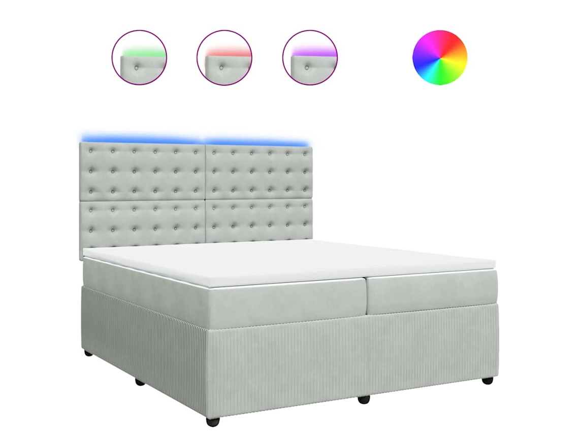 Maison Exclusive - Cama Box Spring Con Colchón Terciopelo Gris Claro 200x200 Cm