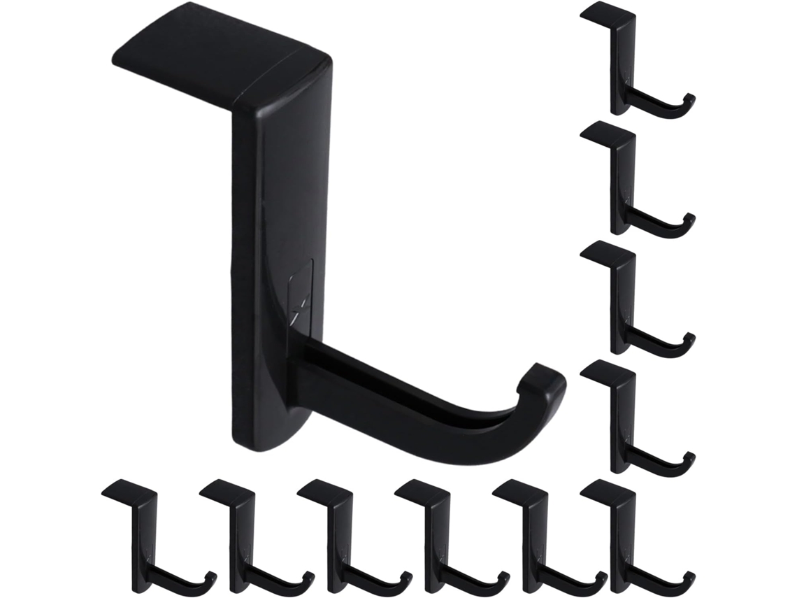 Soporte Para Auriculares De Escritorio, Paquete De 20 Ganchos Adhesivos Negros Para Montaje Versátil En Pared.