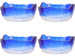 Bol De Trempage Pour Ongles Manicura En Verre 4 Pièces Pointes D'ongles À Bord Dorado Dégradé Azul