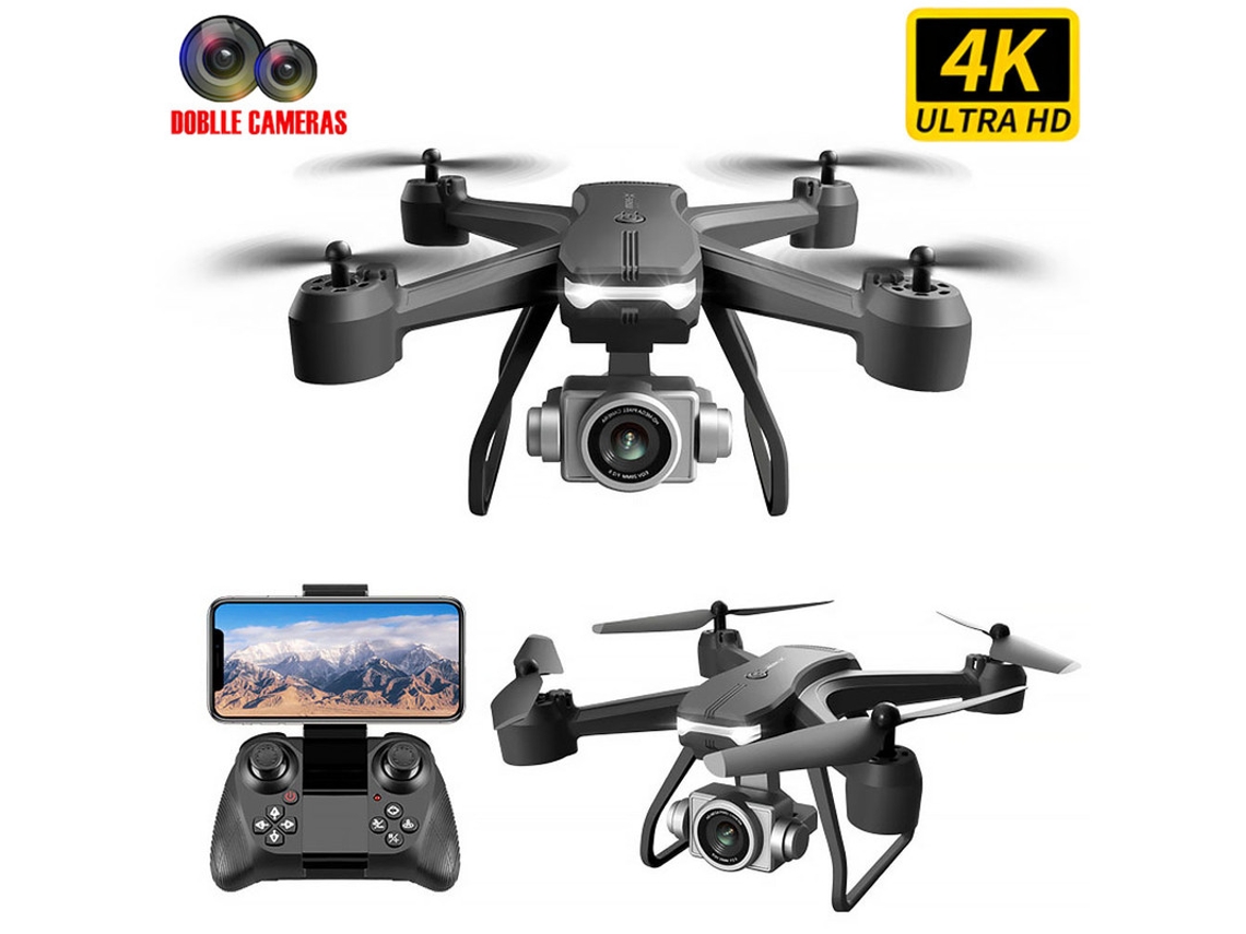 Dron V14 Con Cámara Gran Angular Hd 4k (3 Baterías - Duración De La Batería 15 Min - Negro)