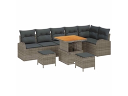 Maison Exclusive - Conjunto De Sofá De Jardín Con Cojín Con Almohada 9 Pcs Gris