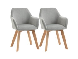 Par De Sillas De Comedor De Terciopelo Con Patas De Madera Gris.