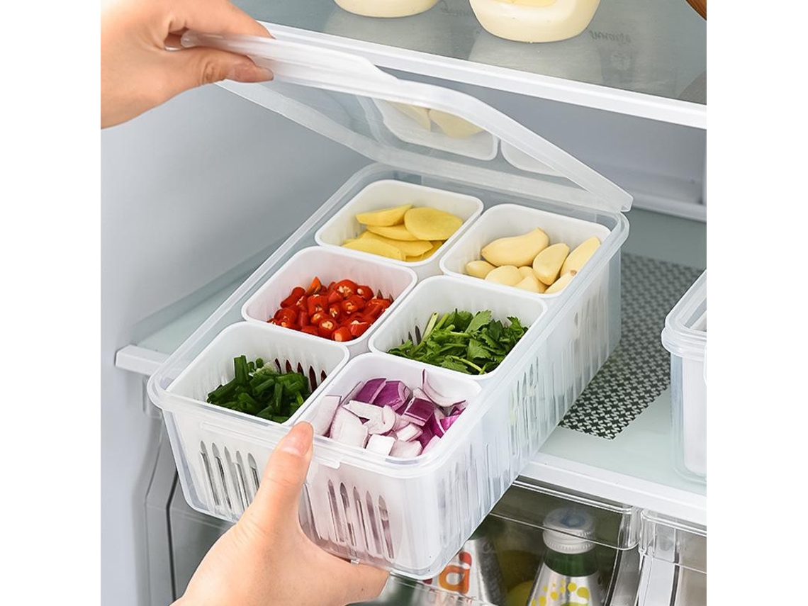 Cajas de almacenamiento MDUG para alimentos en el refrigerador, cesta de drenaje para organizar la cocina