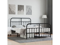 Estructura Cama Sin Colchón Con Estribo Metal Negro 140x200 Cm