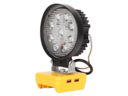 Lámpara De Trabajo Led Redonda Ajustable De 27 W Con Batería De Litio De 18 V-20 V Y Puertos Usb.