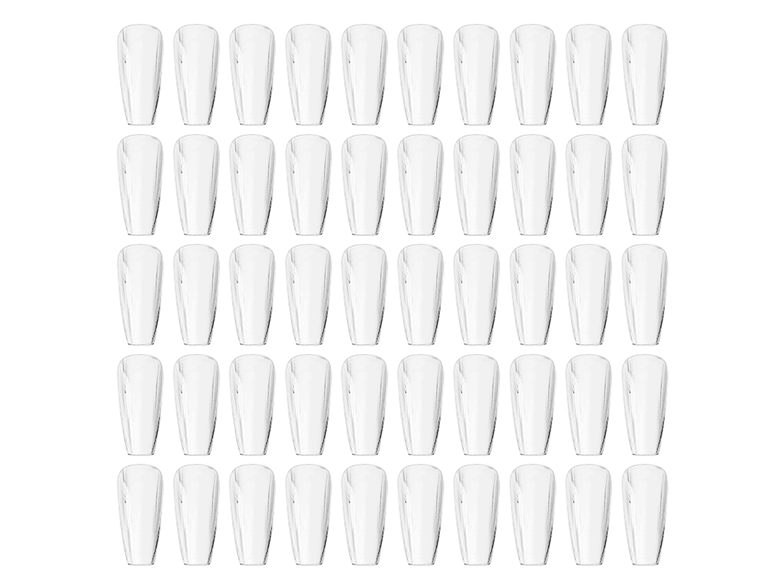 Uñas postizas transparentes, flexibles y finas Rebe-500 de cobertura total para extensiones en casa o en salón de belleza.