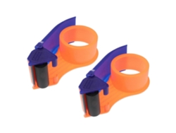 Dispensador de cinta adhesiva para embalaje de cartón (2 unidades) con cortador ergonómico y construcción duradera de acero inoxidable.