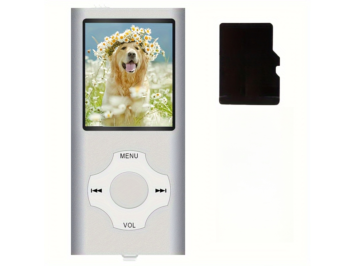 Mini reproductor MP3 Bluetooth de 18 pulgadas con grabadora de audio y 8 GB de memoria (plateado)
