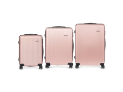 Juego de Maletas Rosa Rayas 3 Piezas BIGBUY