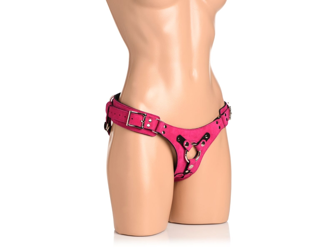 Corsé Deluxe De Cuero Con Correa - Rosa