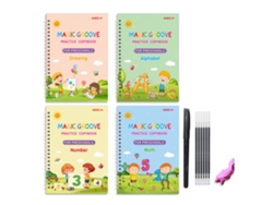 Cuaderno de ejercicios para niños de 3 a 8 años, 4 unidades, reutilizable, para practicar la escritura a mano.