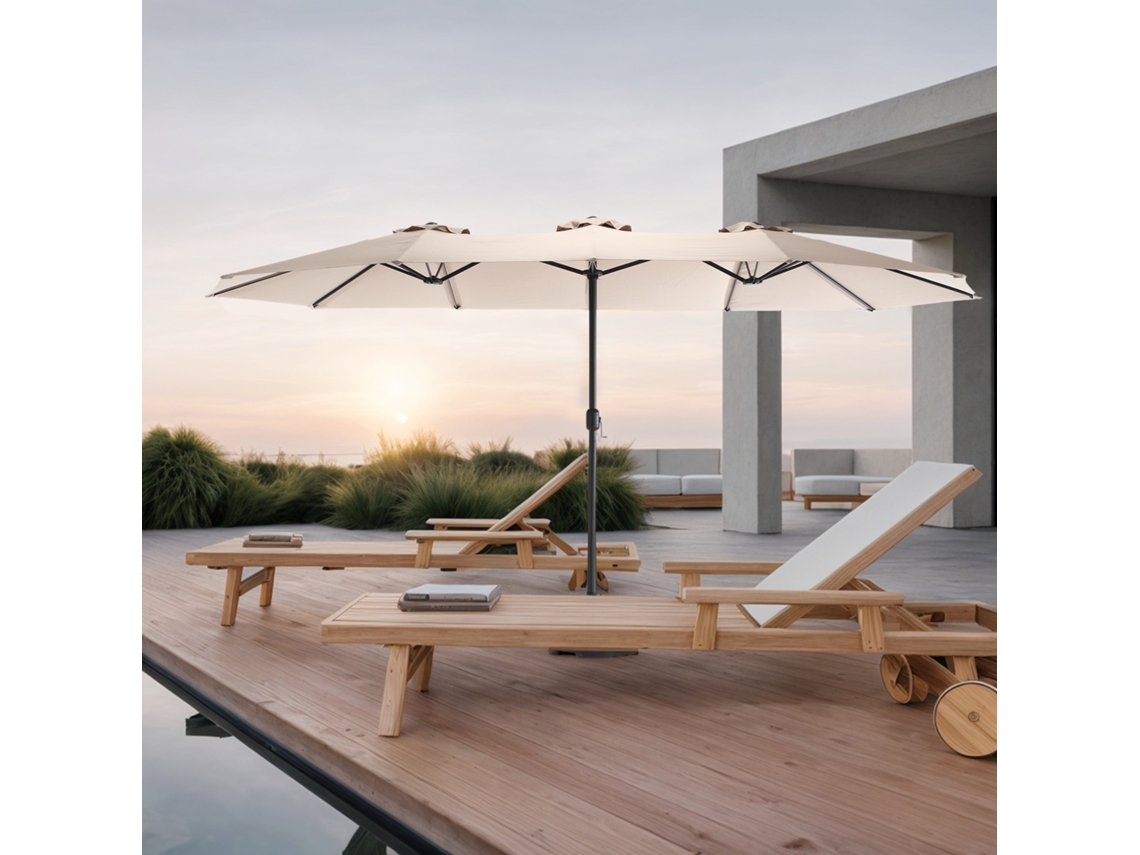 Sombrilla Rectangular Grande De 4,5 M Para Exteriores, De Doble Cara, Con Manivela (caqui) (sin Base)