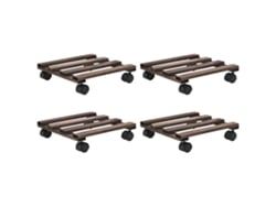 Conjunto 4 Soporte con ruedas para macetas VIDAXL Marrón Madera