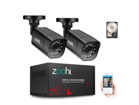 Sistema de Vigilancia Por Video SLOWMOOSEHdd P2P Hdmi (1080P 2 Cámaras 4 Canales - 1T)