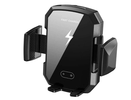 Soporte de cargador de coche inalámbrico, 10W/7.5W/5W Qi Cargador de coche inalámbrico rápido Soporte de teléfono Montaje de ventilación de coche S...