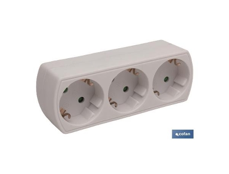 Adaptador 3 vias frontal schuko con interruptor (3.500w)