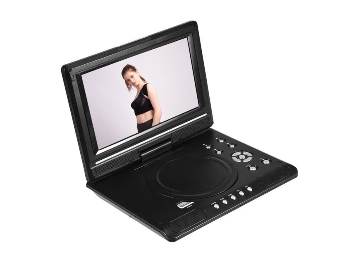 HURRISE Reproductor de Dvd Portátil de 9 Pulgadas Widescreen Lcd Giratorio Reproductor de Video Dvd Radio Fm Juego Sd Usb Av Cd Vcd Soporte de Sonido