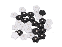 Decoraciones 3d Para Uñas, Flores De 5 Pétalos, Adornos En Blanco Y Negro Para Decoración De Uñas Diy.