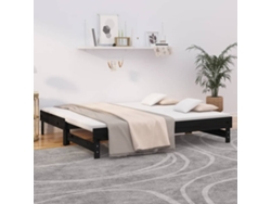 Sofá Cama Extraíble Sin Colchón Negro 2x(90x190) Cm