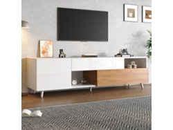 Móvel Tv 180x38x50cm 1 Gaveta Porta Inferior 7 Prateleiras Brilho Até 75''