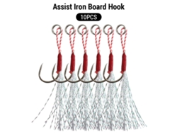 Jig Slow Jigging Anclas Asistentes De Carbono Alto Barbadas Con Plumas Para Pesca En Agua Salada 10pcs