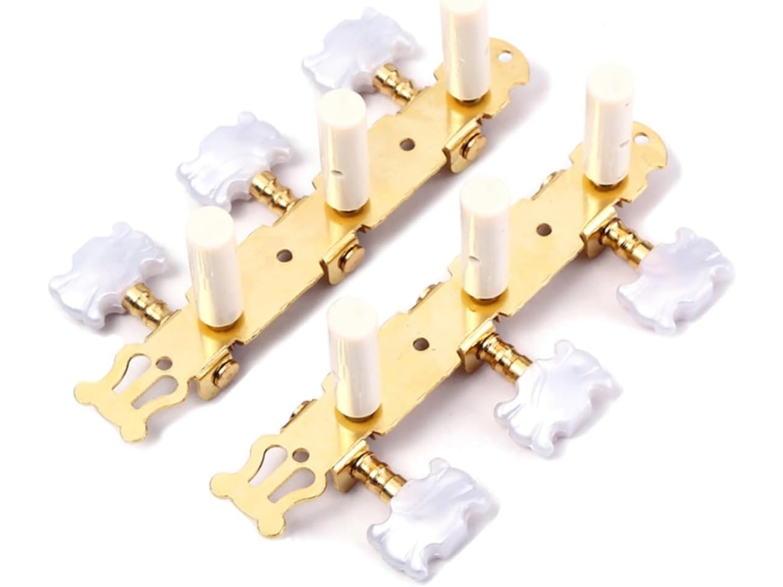 Clavijeros Dorados Para Guitarra Clásica Con Perillas De Plástico Beige Entre Las Clavijas (repuesto)
