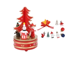 Caja Musical De Navidad De Madera Decoración Regalo Para Niños Xmas Musical Box Rojo