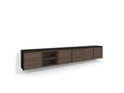 Mueble Tv, Televisión, 309x35x50cm, Para Tv Hasta 80", Colgado, Suspendido, Roble Oscuro Y Negro