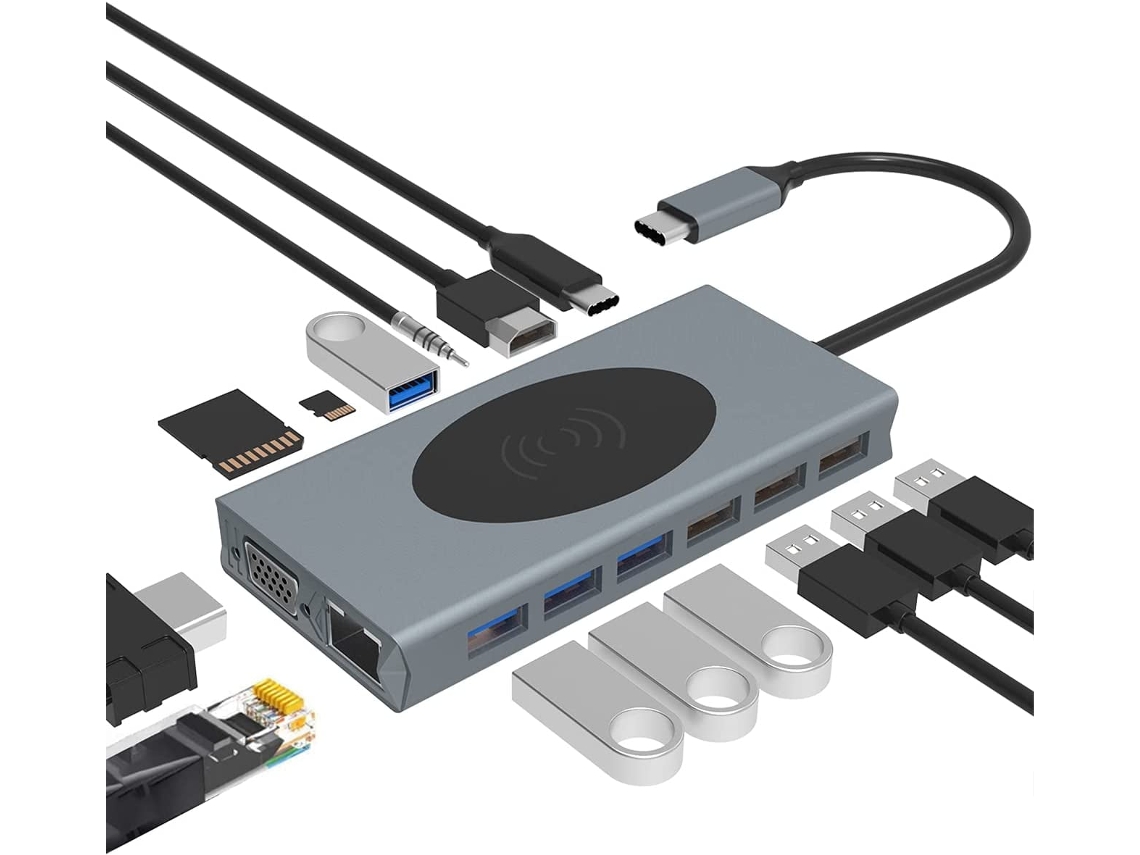 Estación de Carga Usb-C Hub In Type Splitter With Wireless